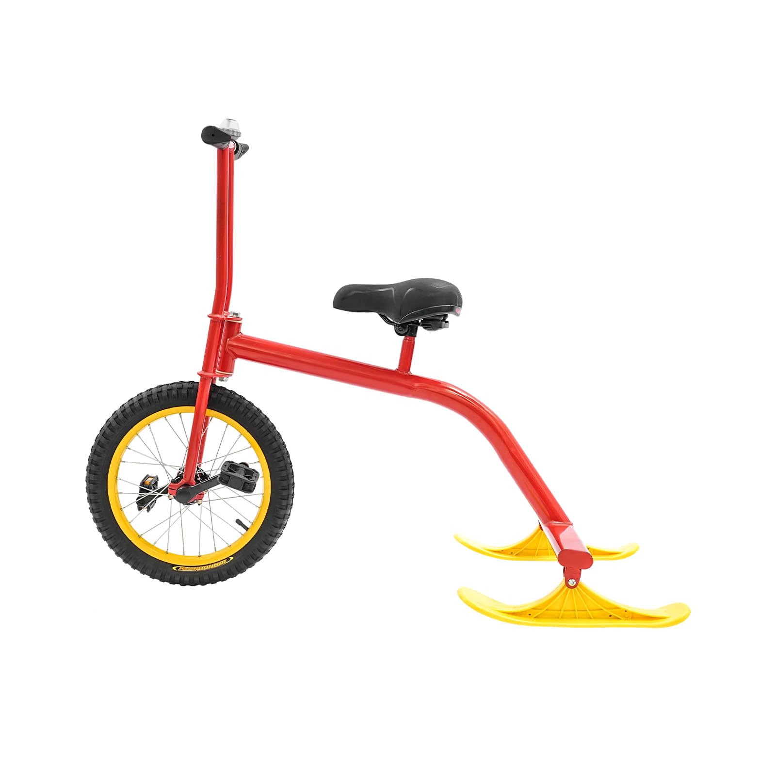 Monopattino da neve, portata 100 kg, leggero, con sella, snowboard, 108 x 58 x 86 cm | Azionamento a una ruota, slittino con allarme, campanello da sci, bicicletta per gite in famiglia, attività in campus