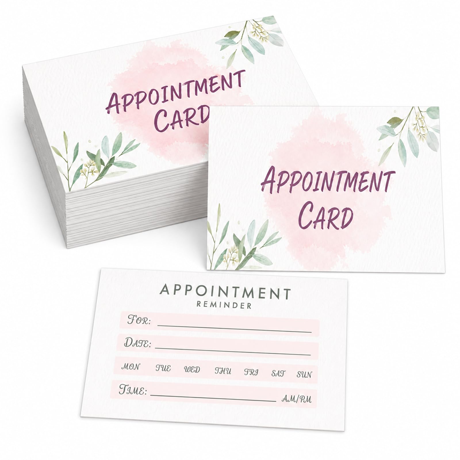 100 PCS Appointment Cards, Client Reminder Cards for Hairdresser, Nail Technician, Eyelash Extension Technician, Hairdresser, Beautician, 8.5x5.5cm/3.3 x 2.2 in (Green)