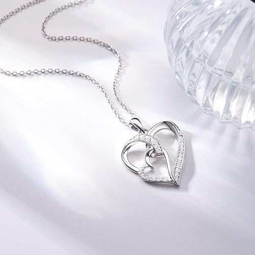 Miniatura 6 de Regalo para hija de mamá, collar de corazón de plata de ley 925, regalos para hija, mamá e hija, regalos para mi hija, collar de cumpleaños