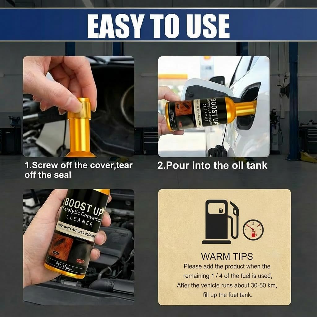 Catalytic Converter Cleaner Fuel System Cleaner Additive for Gas & Diesel Vehicles, Routine Maintenance Treatment, Supports Smooth Engine Operation, Easy Pour-in, 5 Pack 120ml