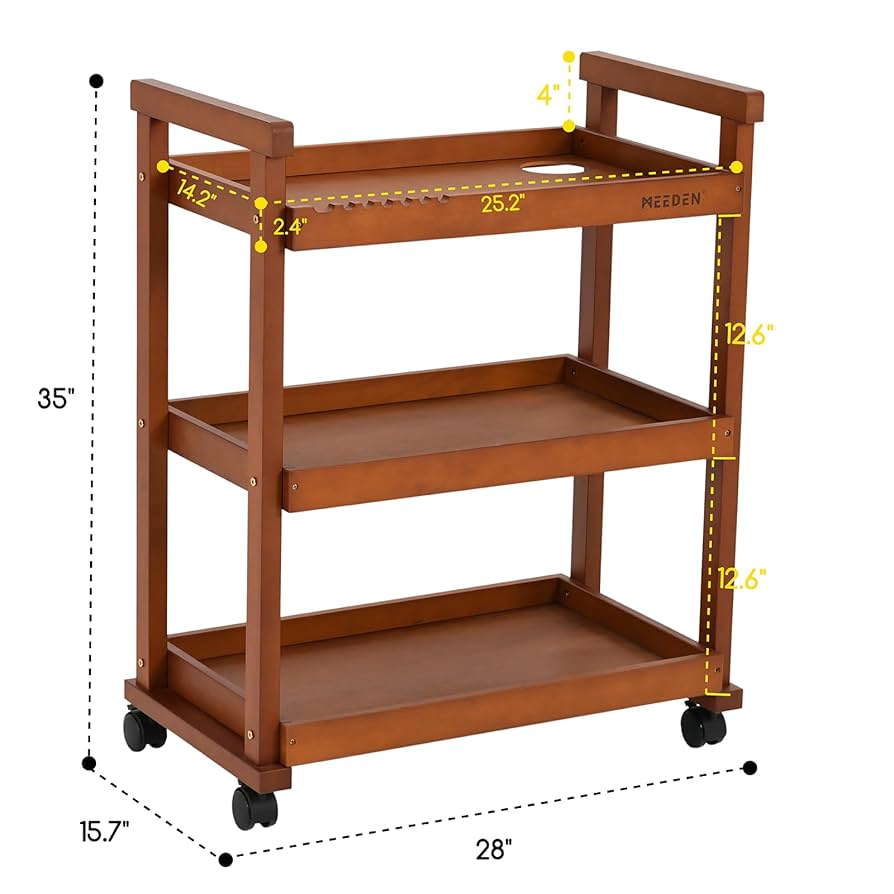 木目調 キッチンワゴン 食器棚 収納棚 キャスター付き たのメル便送料込 Amazon｜MEEDEN アート用品収納棚 キッチンワゴン 3段 ブナ木製