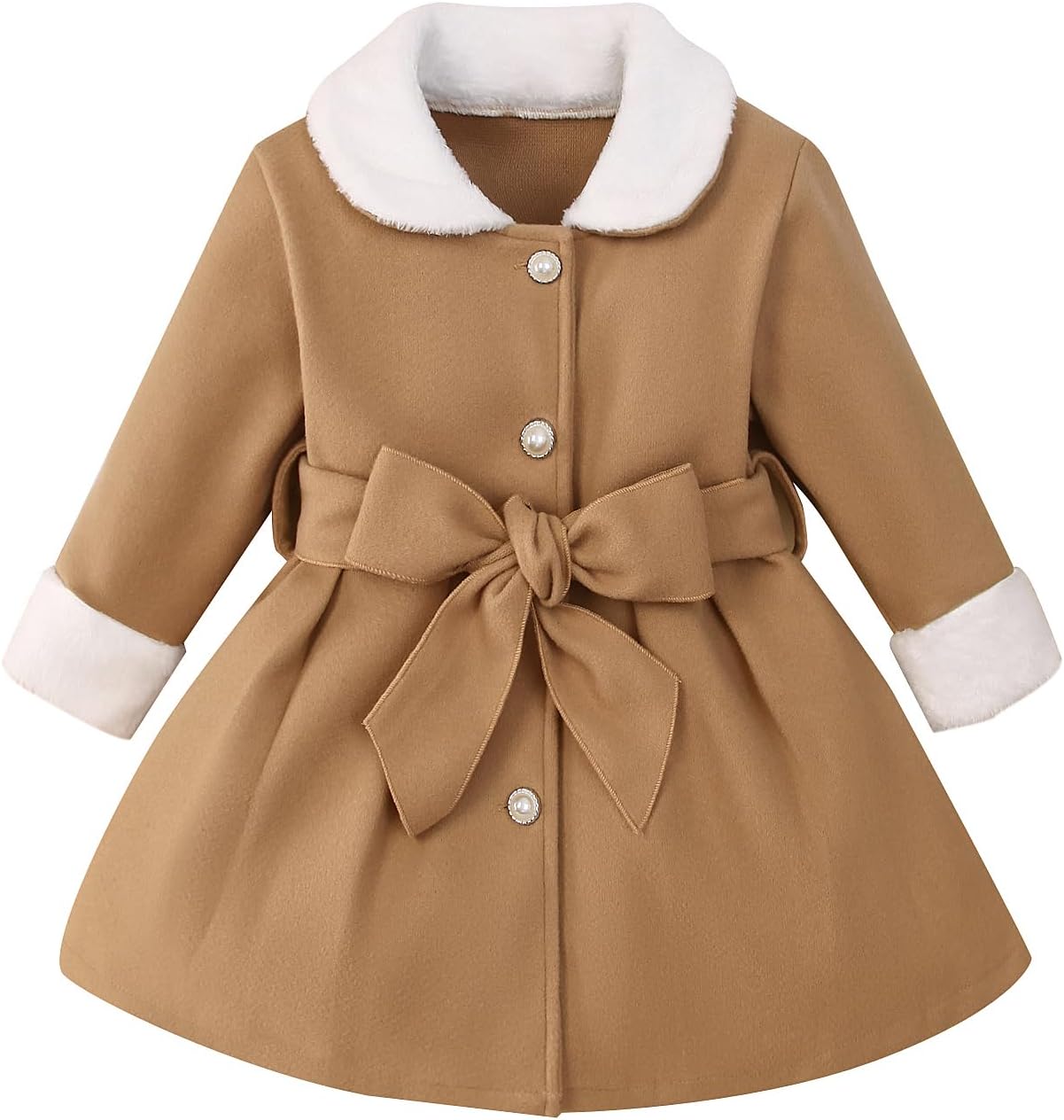 VQWQPO Toddler Baby Girl Clothes Jacket Coat Long Sleeve Solid Color Buttons Dress Coat Fall Winter Outfit