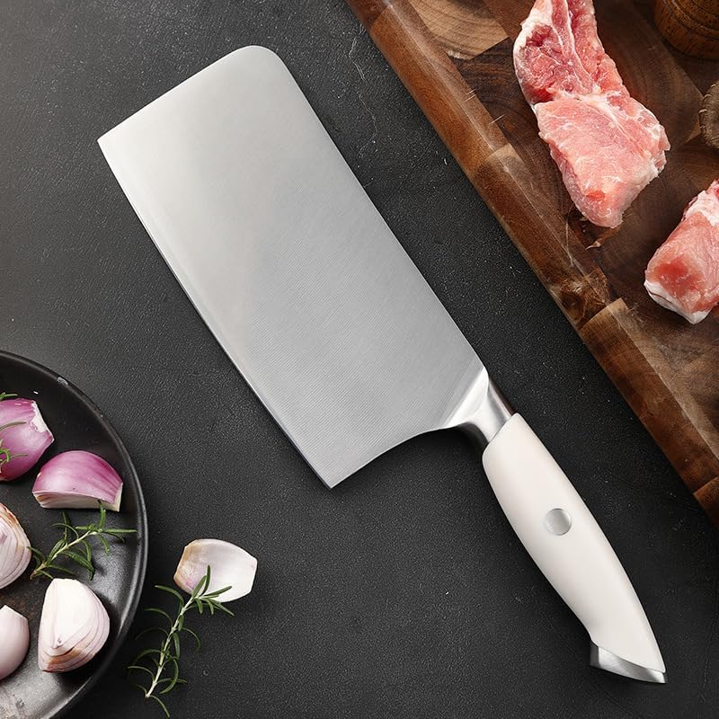 MAYIT Meat Cleaver Knife, 7 Inch Professional Bone Chopping Butcher Knife With Heavy Duty Blade Chinese Chef's Bone Cutting Knife For Kitchen, MAYiT5475