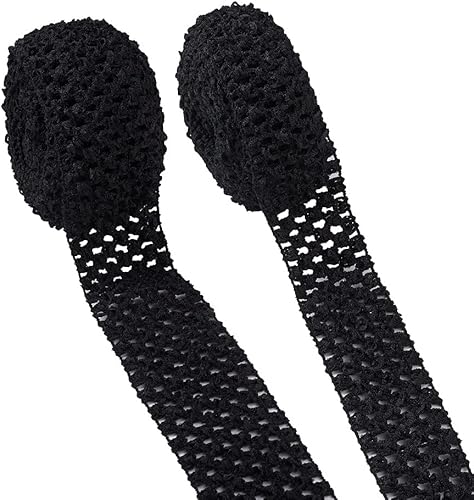 KISSITTY 2 rollos de cintas elásticas de ganchillo de 10.93 yardas, de poliéster rojo, banda elástica de ganchillo plano para envolver regalos,