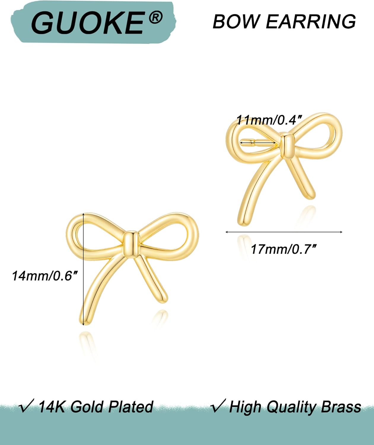 Bow Earrings for Women - 14K Gold/White Gold Plated Cute Coquette Bow Jewelry Ribbon Earrings Trendy Gift - Image 6