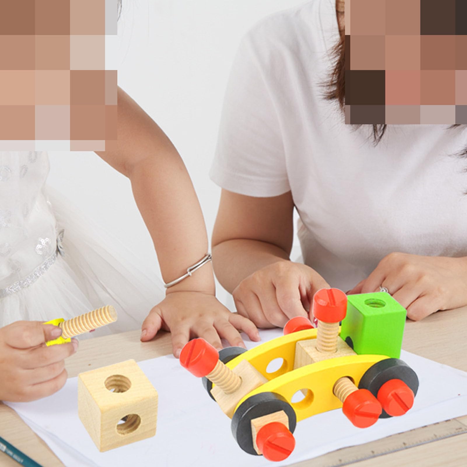 Blocchi di Costruzione a Vite di Legno, Set di Costruzione STEM | Giocattolo di Montaggio a Viti, Blocchi di Costruzione Staccabili