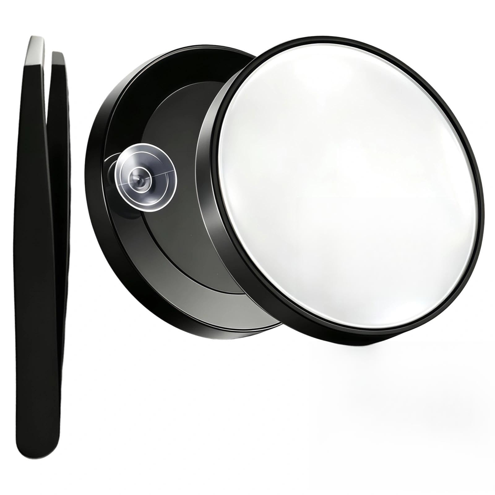 Glacdov Small Magnifying Mirror 50X with Tweezers & Suction Cup for Travel