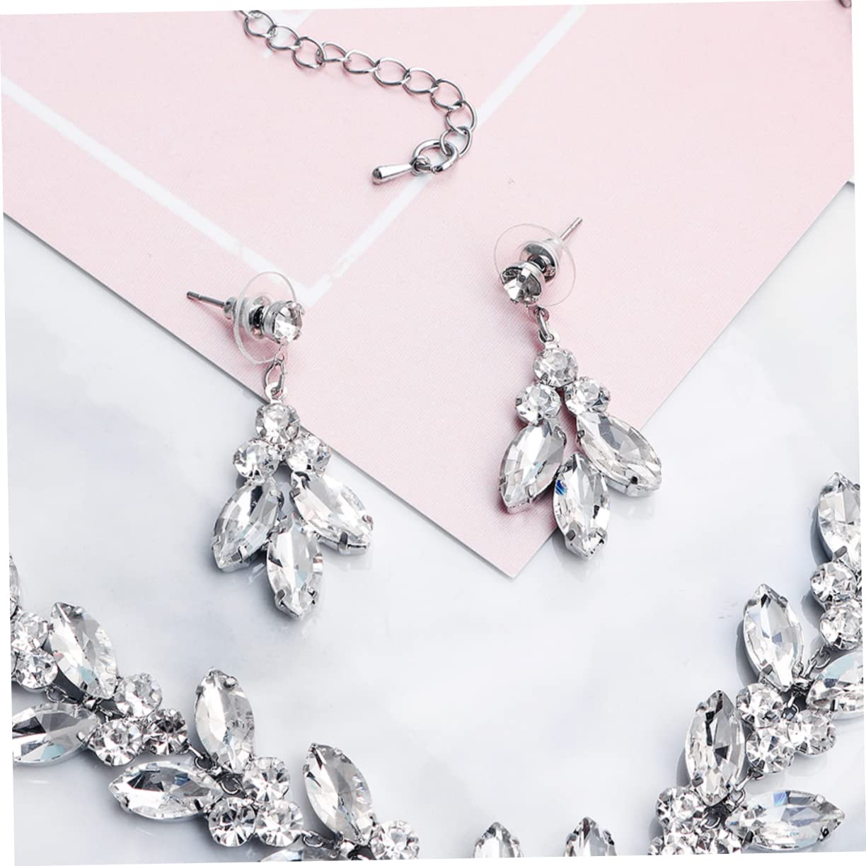 Abaodam 3juegos Conjunto De Joyería Para Novia Collar De Rhinestone y Pendientes Elegantes Accesorios Para Vestido De Boda Collar Pendientes