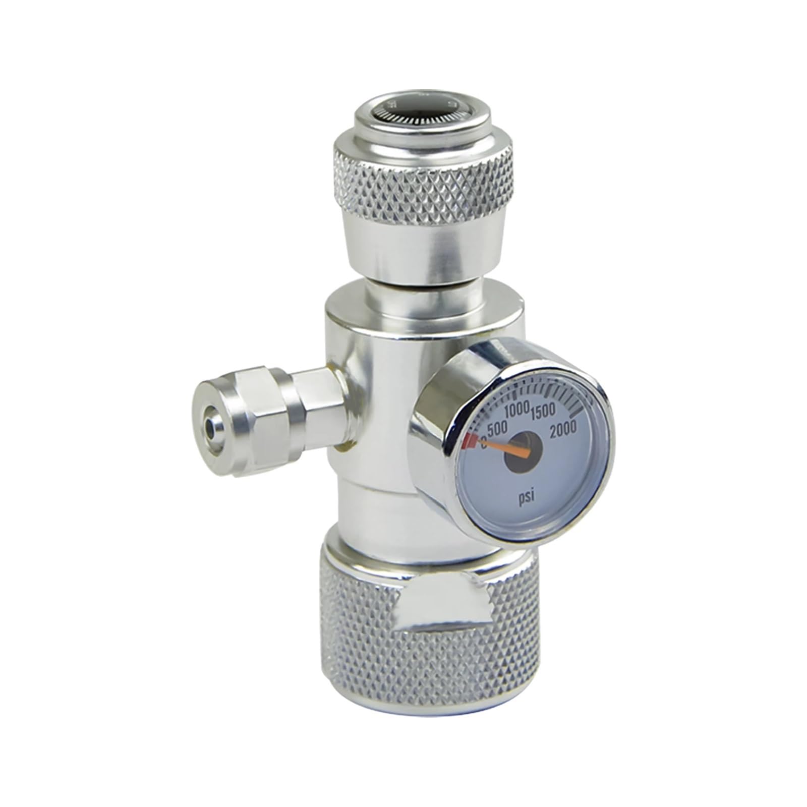 Válvula de aguja reguladora de flujo de CO2 con mini manómetro, control de caudal de gas de 0 a 2000 PSI, rosca W21.8 Fácil de controlar(With bubble counter)