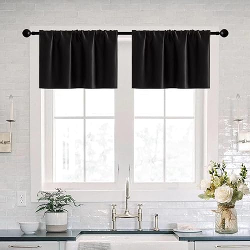 Miniatura 1 de XTMYI Cenefas de 12 pulgadas para dormitoriococina, paquete de 2 cortinas de privacidad con bloqueo de luz negra para puerta pequeña, 40 x 12