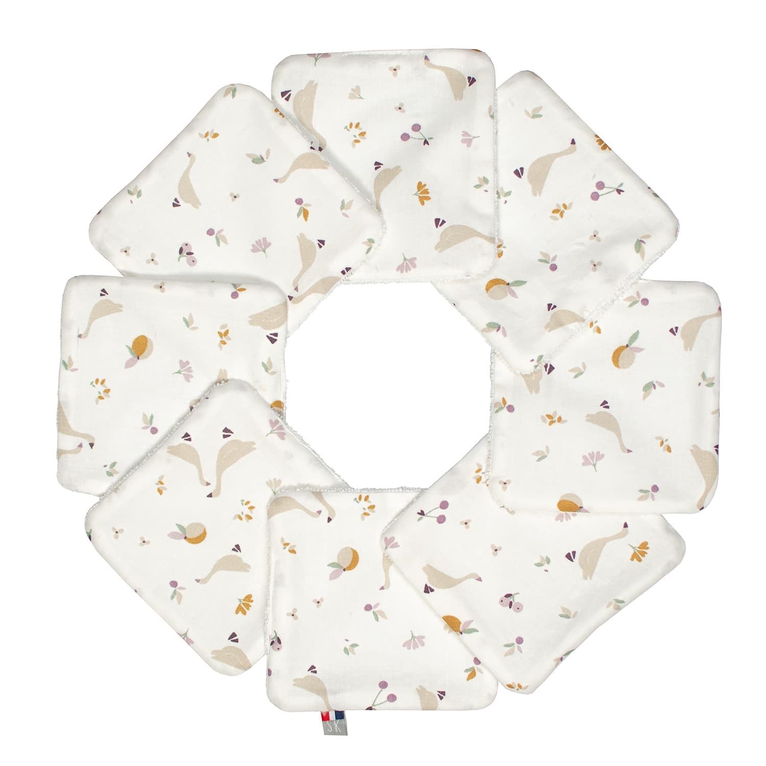 Lingettes bébé lavables SEVIRA KIDS 8 pièces 10x10 cm Made in France