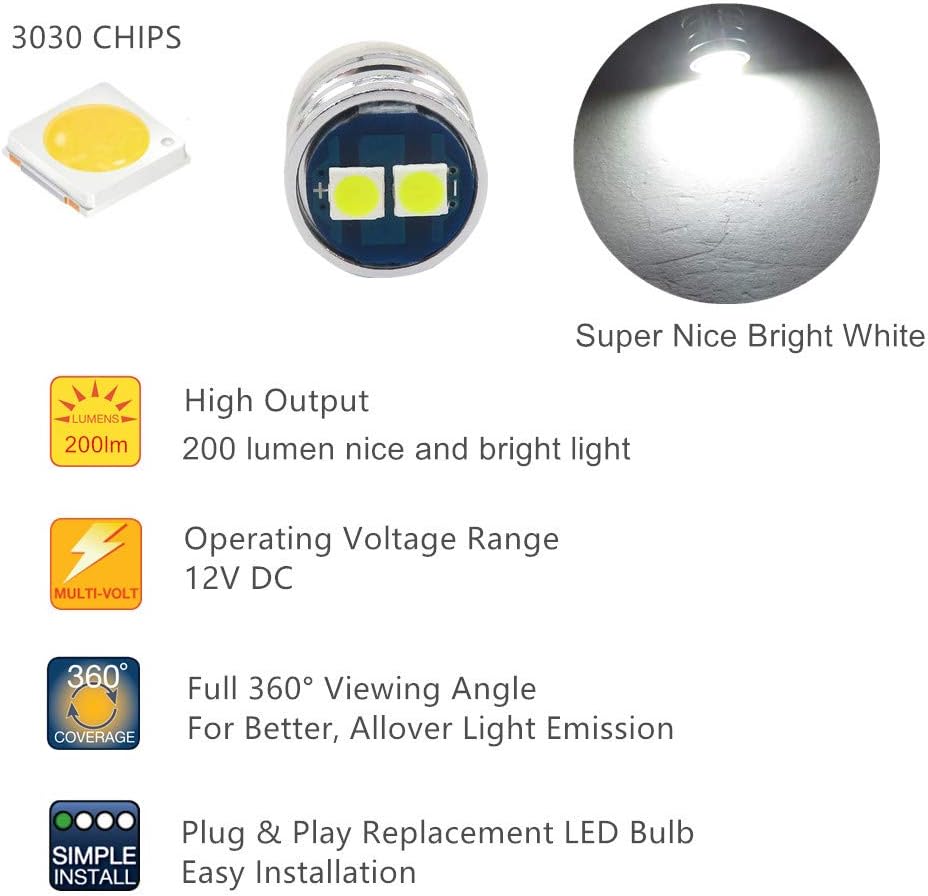 WLJH White T10 Led Dash Bulbs Pc195 Pc194 Pc168 Led Bulb Dashboard Gauge Instrument Cluster Panel Light Twist Locks Socket 3030 SMD Super Bright 10Pack