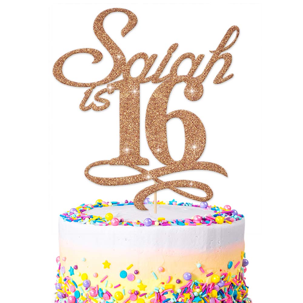 EDSG Personalised Birthday Glitter Cake Topper | Custom Cake Decoration with Any Name Any Age | Double Sided Glitter Card Any Name Age Customized - Multicolour Glitter Cake Decoration โฆ