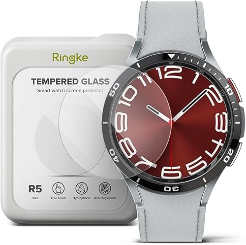 Ringke Funda de estilo bisel compatible con Samsung Galaxy Watch 6 Classic de 1.772 pulgadas 47-02 (ST) negro + vidrio compatible con Samsung Galaxy