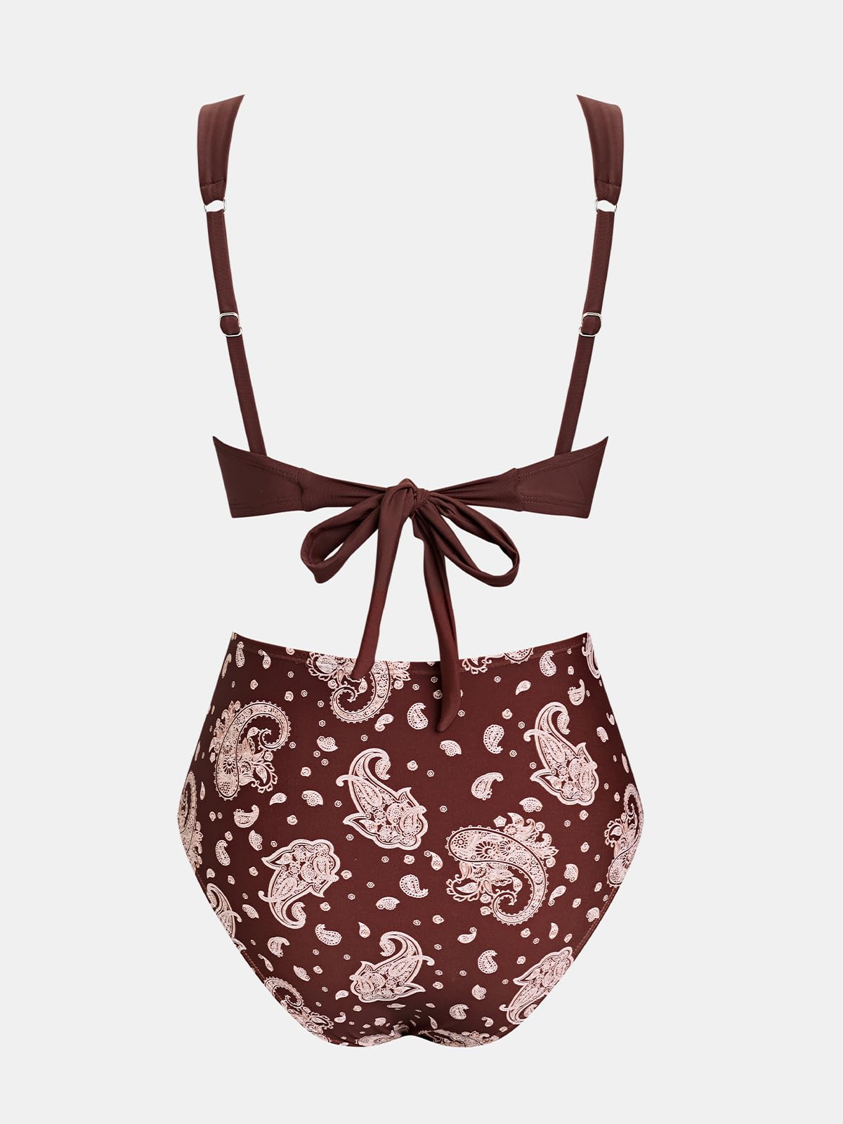 CUPSHE Ensemble bikini pour femme taille haute col en V deux pièces torsadé sur le devant dans le dos et bretelles réglables