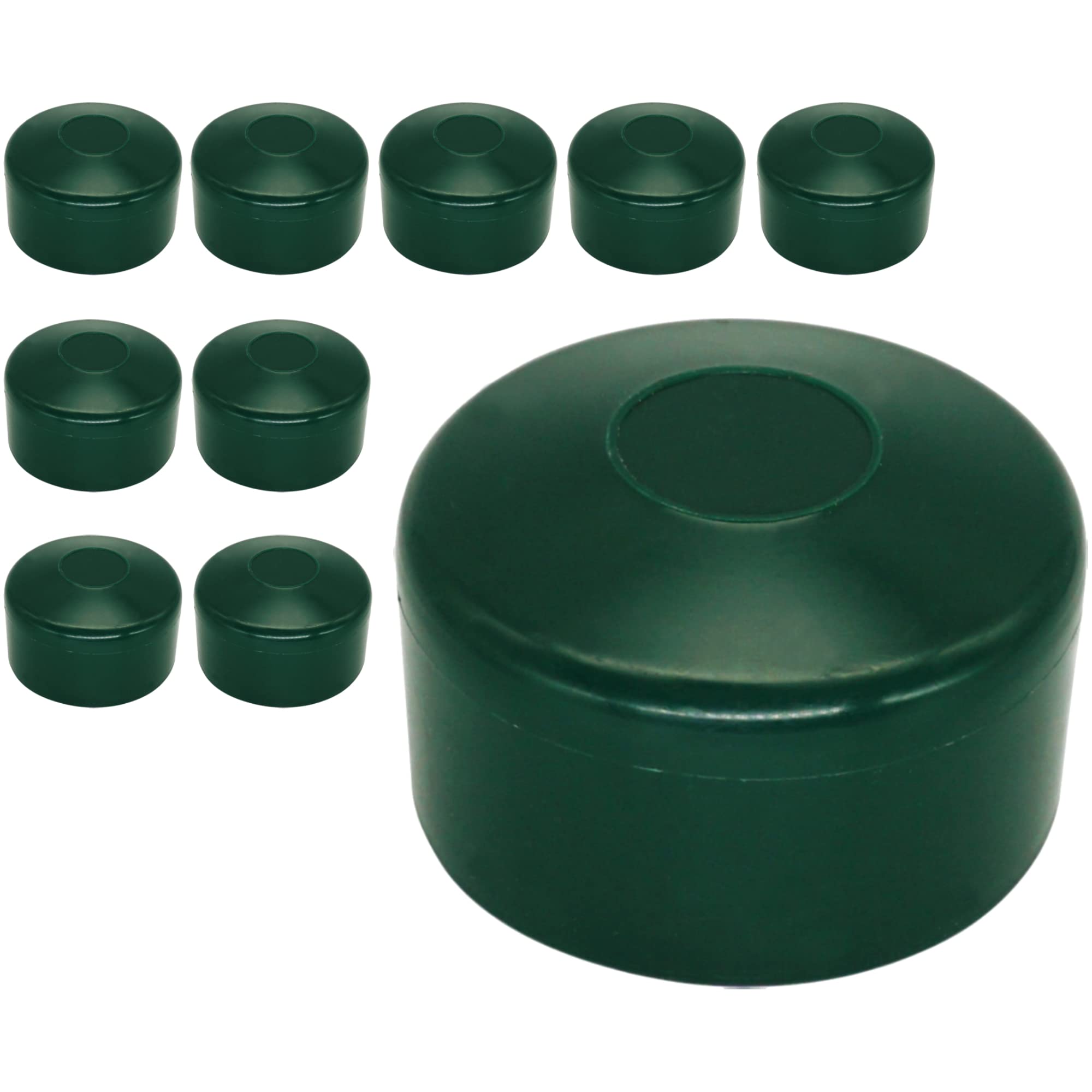 SKIR'CO (10 unidades) tapas de postes de valla, tapas redondas de plástico verde de 60 mm para postes de valla redondos, cubiertas de postes de valla, verde musgo RAL 6005