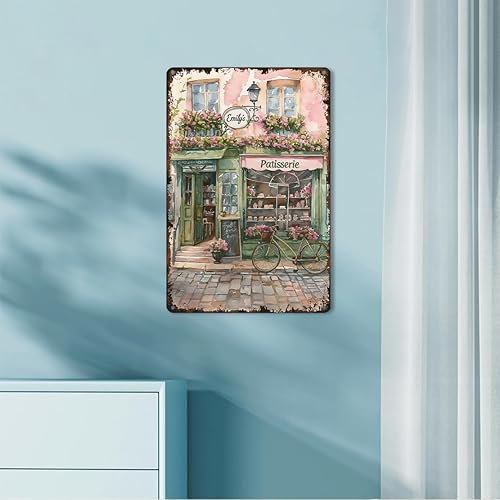 Miniatura 4 de Póster vintage de panadería francesa, divertido letrero de metal pastel para habitación de niñas, pastelería francesa de acuarela de París,
