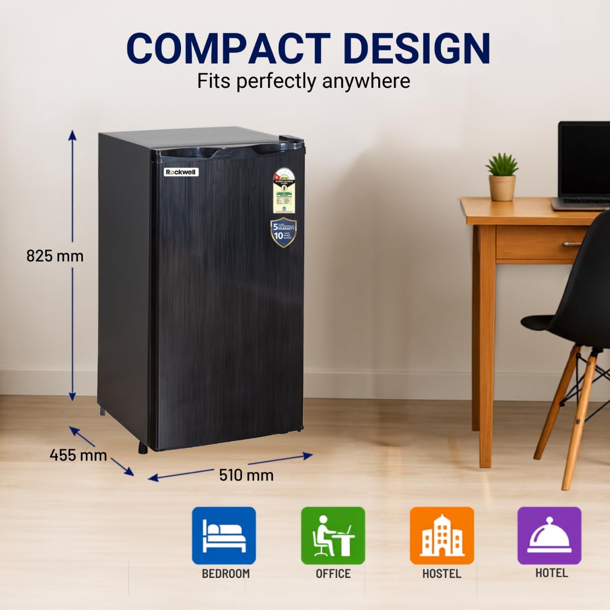 ROCKWELL MB100 Mini Fridge - Grey -3