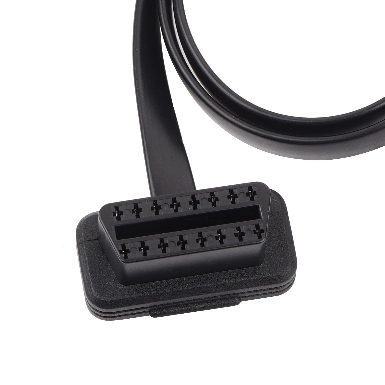 Keenso Kabel przedłużający On-Board Diagnostics2, 16-pinowy męski na żeński kabel przedłużający, złącze diagnostyczne, płaski profil, czytnik kodów (60 cm)