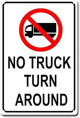 Warning Sign Caution No Truck Turn Around with Symbol Road Sign Business Sign 8X12 Inches Aluminum Metal Tin Sign Z0177