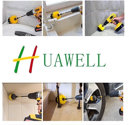 Miniatura 5 de HUAWELL Juego de 8 cepillos de limpieza para taladro, cepillo de limpieza extendido y largo, multiusos, para superficies de baño, lechada, piso,