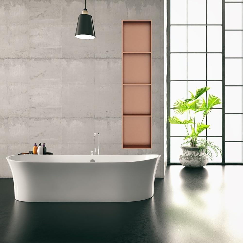 Estante de pared para ducha de Acero inoxidable, Ideal para baño, cocina y almacenamiento de Hotel. Diseño duradero y Elegante. Color Naranja. 120 x 28 x 12,5 cm.