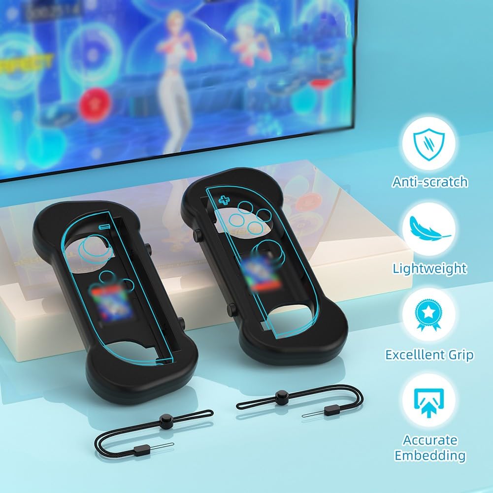Supporto da auto 2 in 1 e set di impugnature per Nintendo Switch 2, supporto regolabile 180 con 2 impugnature per controller, design compatto in ABS, nero