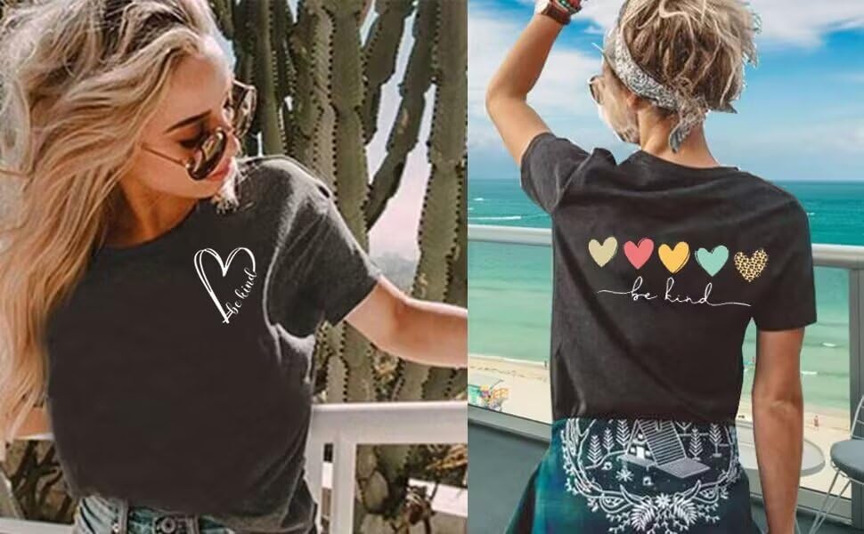 Be Kind Shirt Women Heart Leopard Graphic Kindness T-Shirts Short Sleeve Teacher T Shirt Summer Tee Shirts Loose Fit4