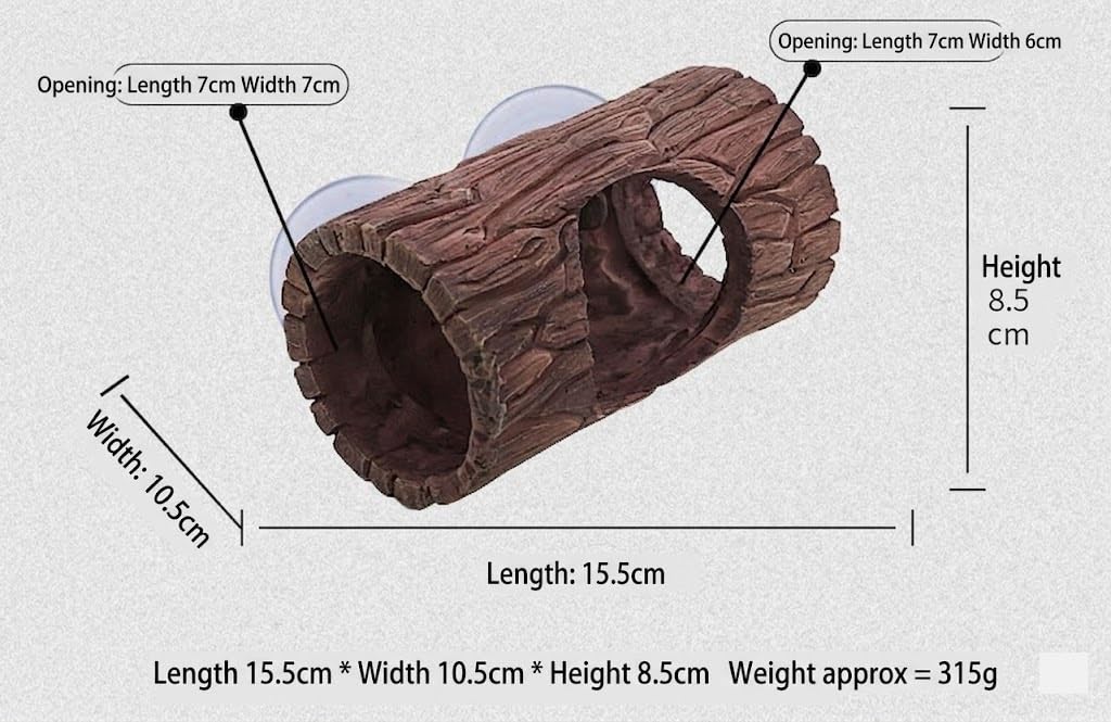 2 grottes et cachettes d'aquarium, Roches réalistes for Aquarium, bûche de Tronc d'arbre avec ventouses, Grotte Peau Reptile inerte for décor d'angle, 15,5 10, 8, cm(B)