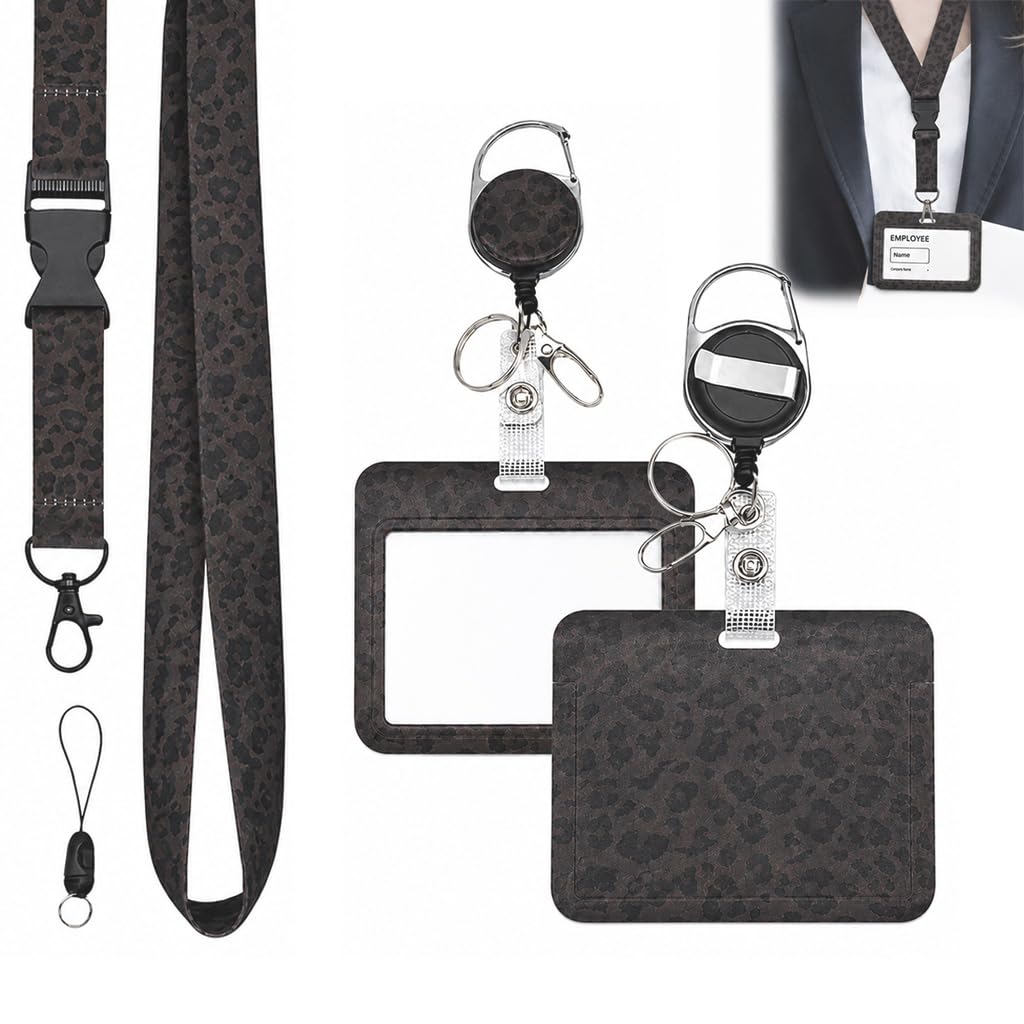 Pink Bow Tie Print Lanyard with Detachable Card Holder 11 * 7cm, Retractable Badge Reel with Breakaway Safety Clip for Teachers Nurses Students Office ID Cards (D) — image 1