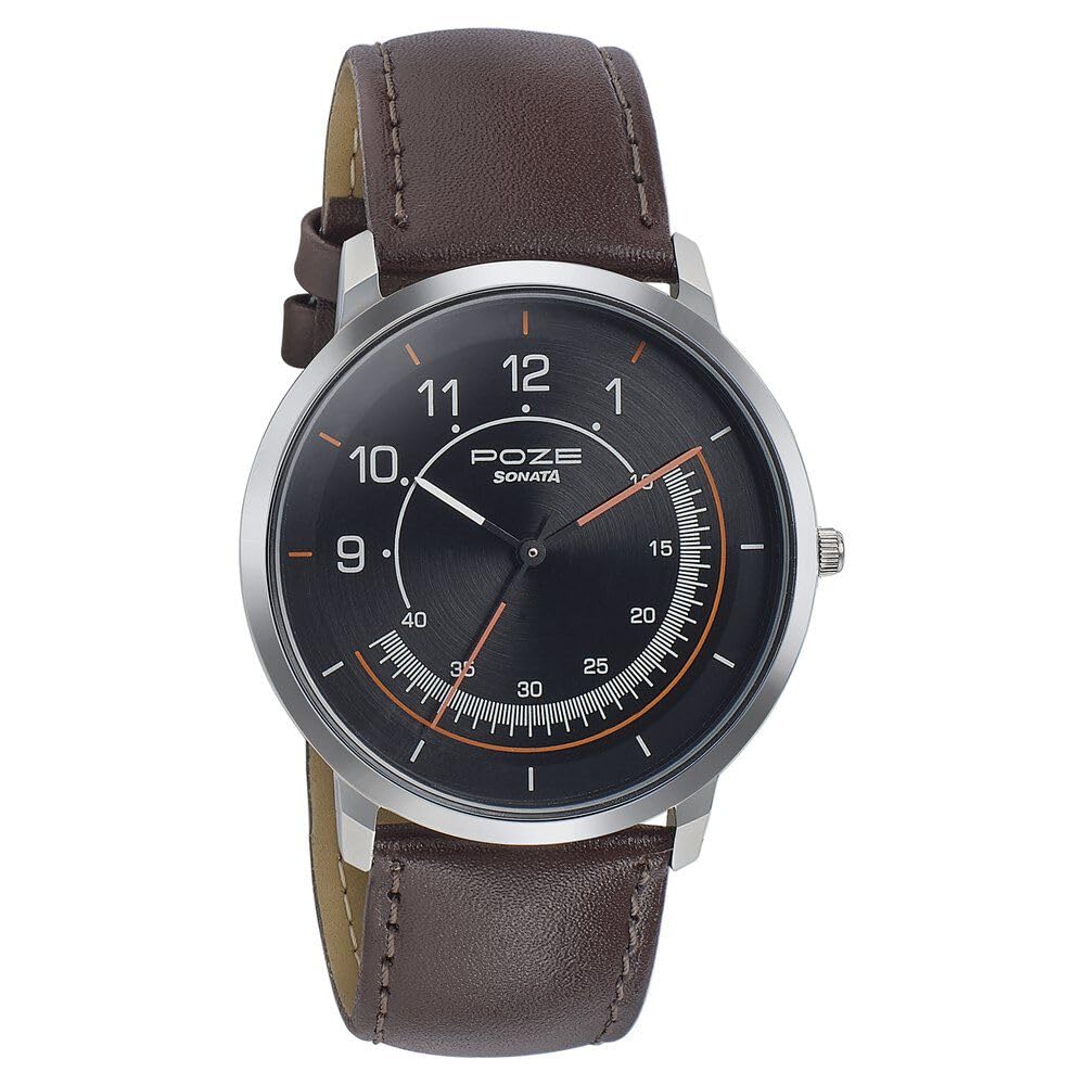 Sonata Poze Quartz Analog Black Dial Leather Strap Watch for Men-SP70006SL02 (B0CT5QW787) Amazon Price History, Amazon Price Tracker