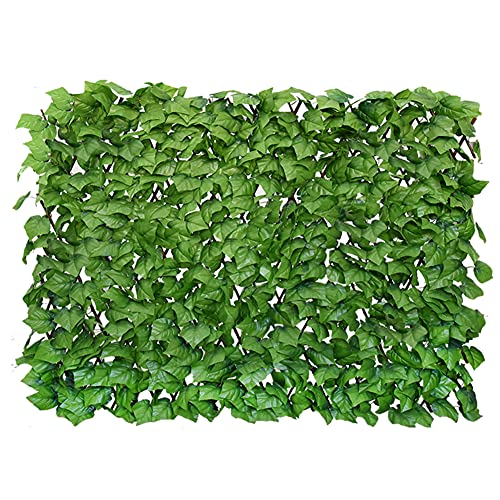 BYBAG Expandable Faux Ivy Fence Privacy Screen for Patio Outdoor Balcony Bedroom Decor,Artificial Light Green Leaves Wall Decoration Fencing Panel(Single Sided Leaves)