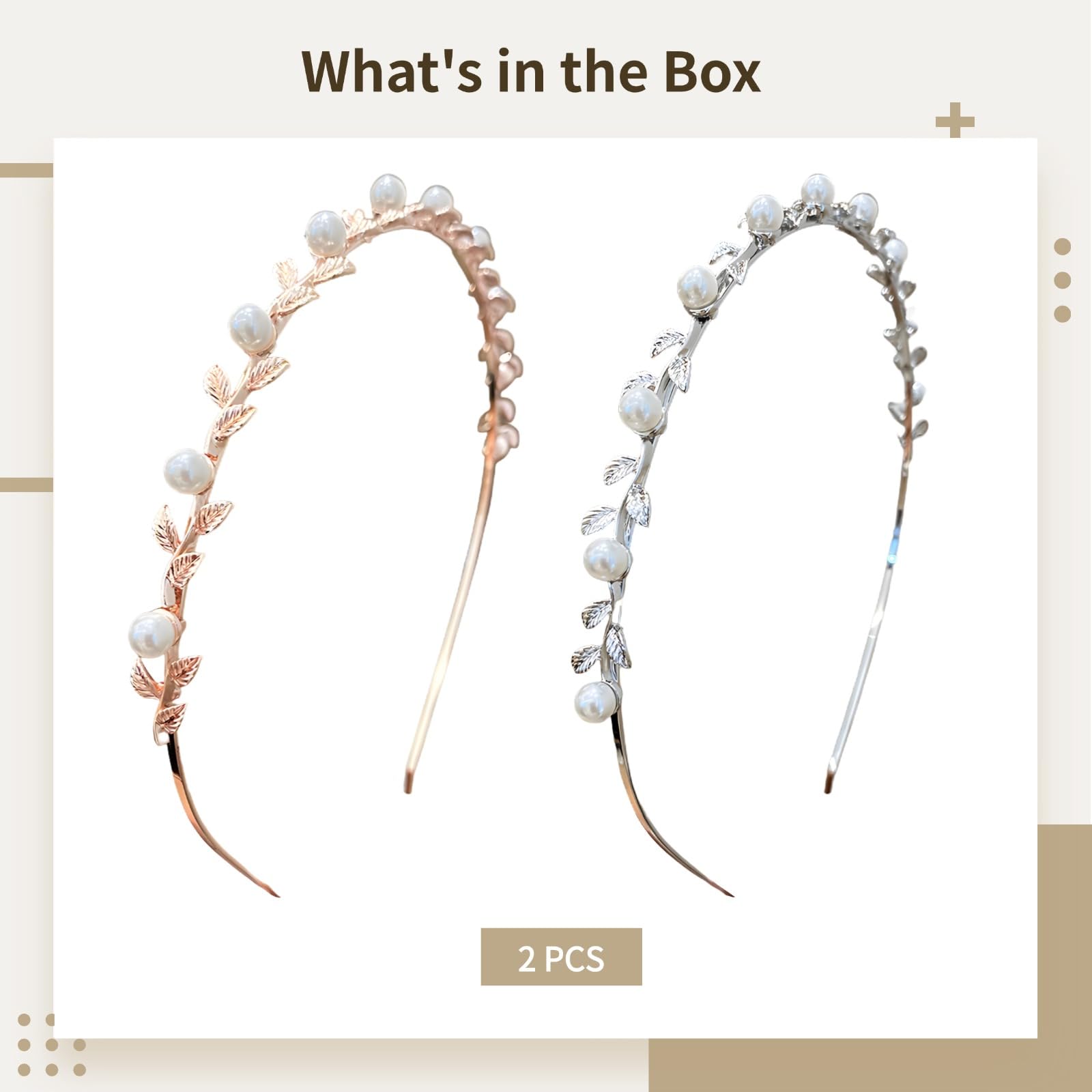 2 Stk. Blumen-Perlen-Haarreif für Hochzeit, Haaraccessoire, verstellbarer Metall-Kopfschmuck in Silber und Roségold, passend für Blumenmädchen und besondere Anlässe, mit zartem Blütendesign