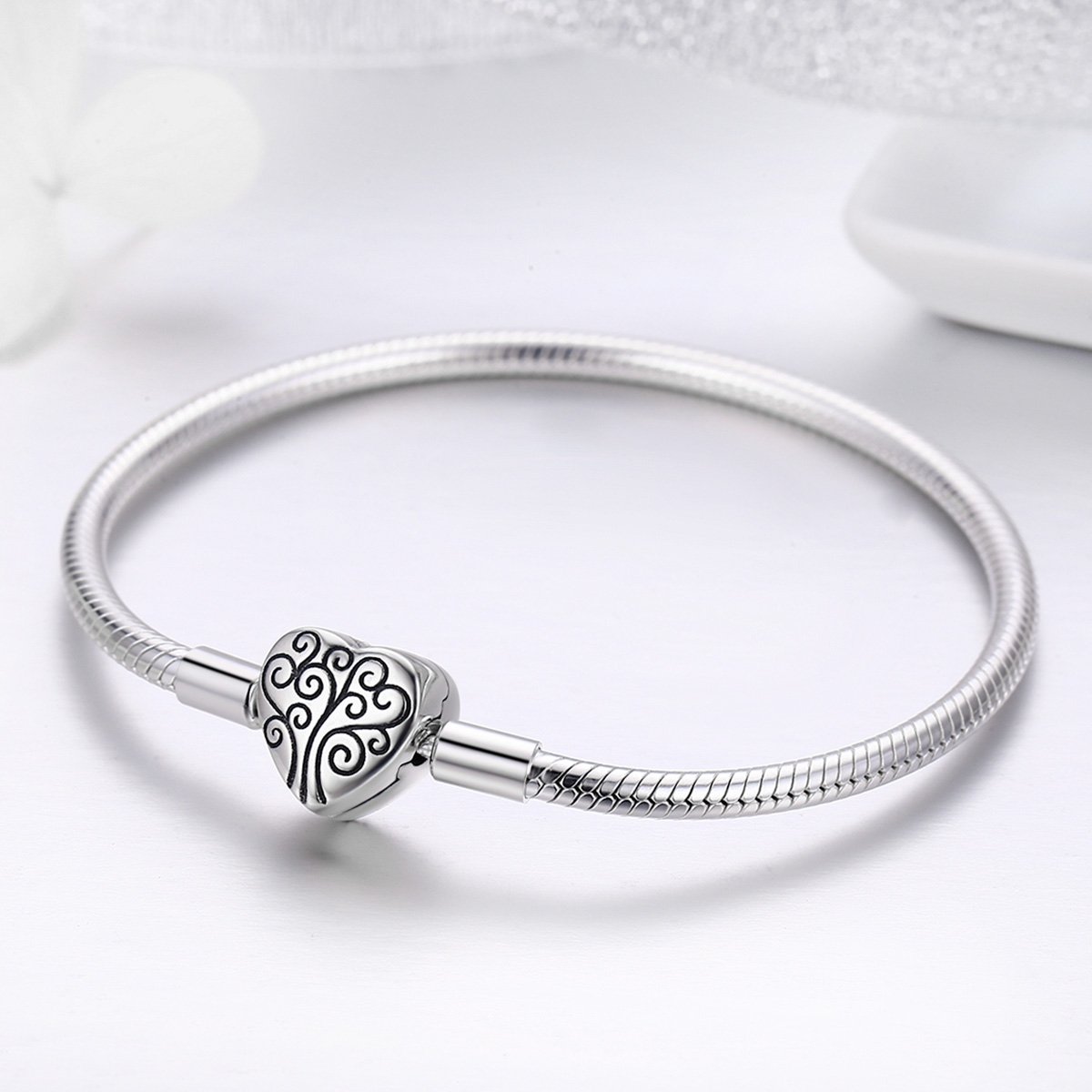 Pulsera De Cadena De Serpiente De Plata De Ley Con Árbol Bracelet