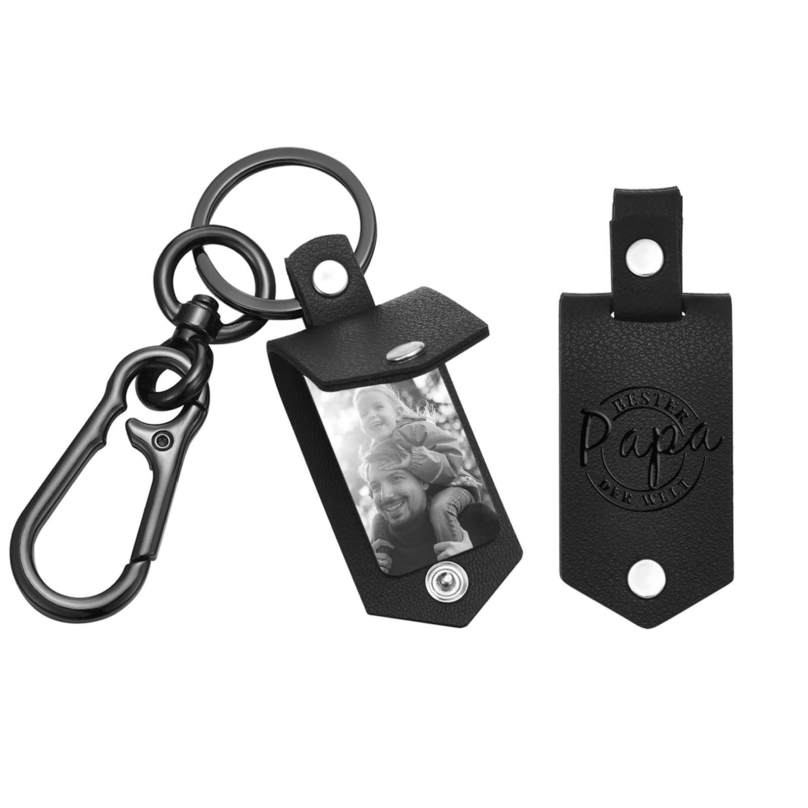 XUANPAI Personalized Leather Keychain Engraved Photo Text Pocket Hug Token Inspirational Gift for Men Family Lover Couple