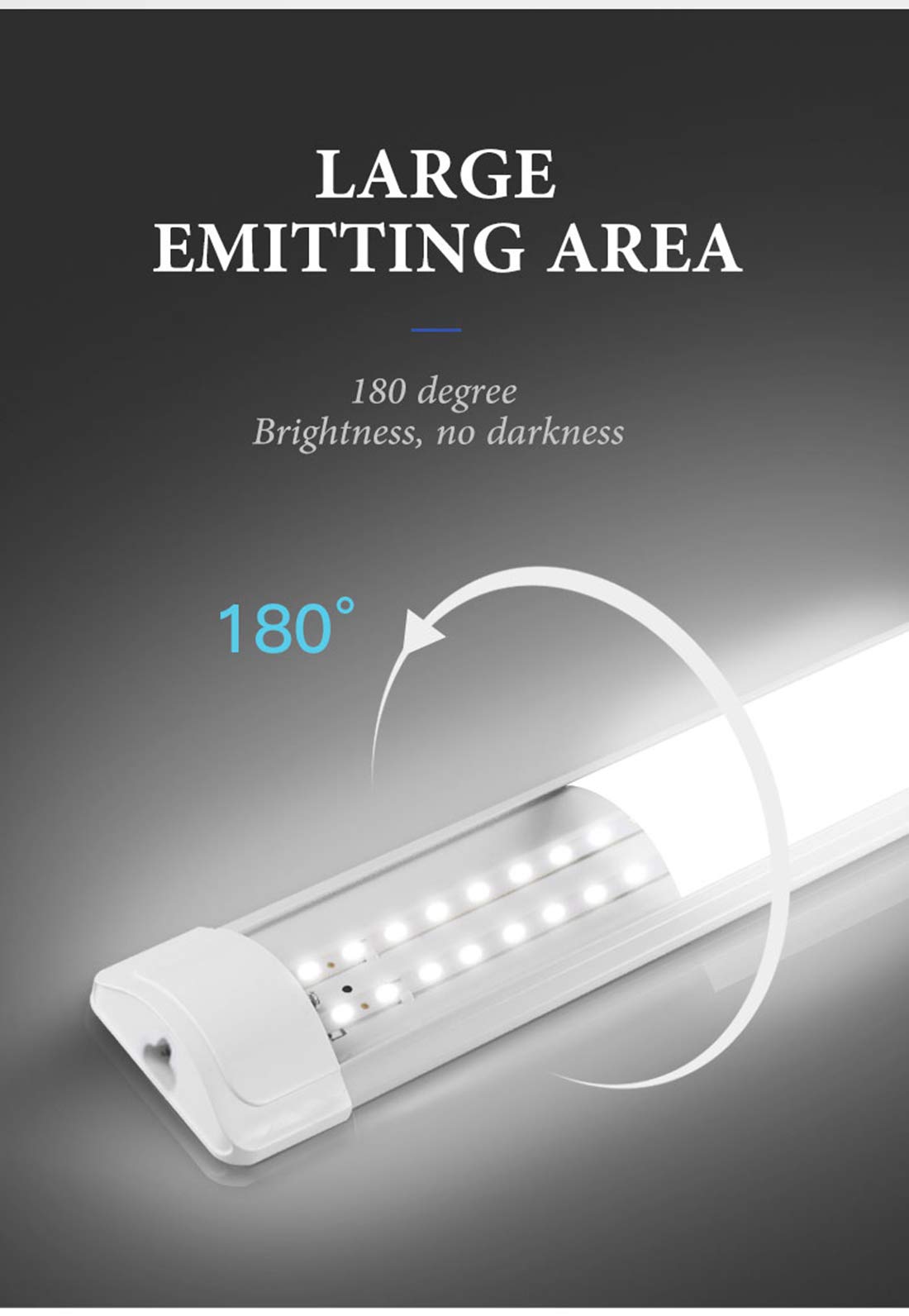 Tubos LED de 10 W 20 W para debajo de mueble de cocina, salón con interruptor, tubo de luz de aluminio para oficina, garaje, taller, dormitorio, salón, baño, cocina (blanco cálido, 20 W, 50 cm x 4