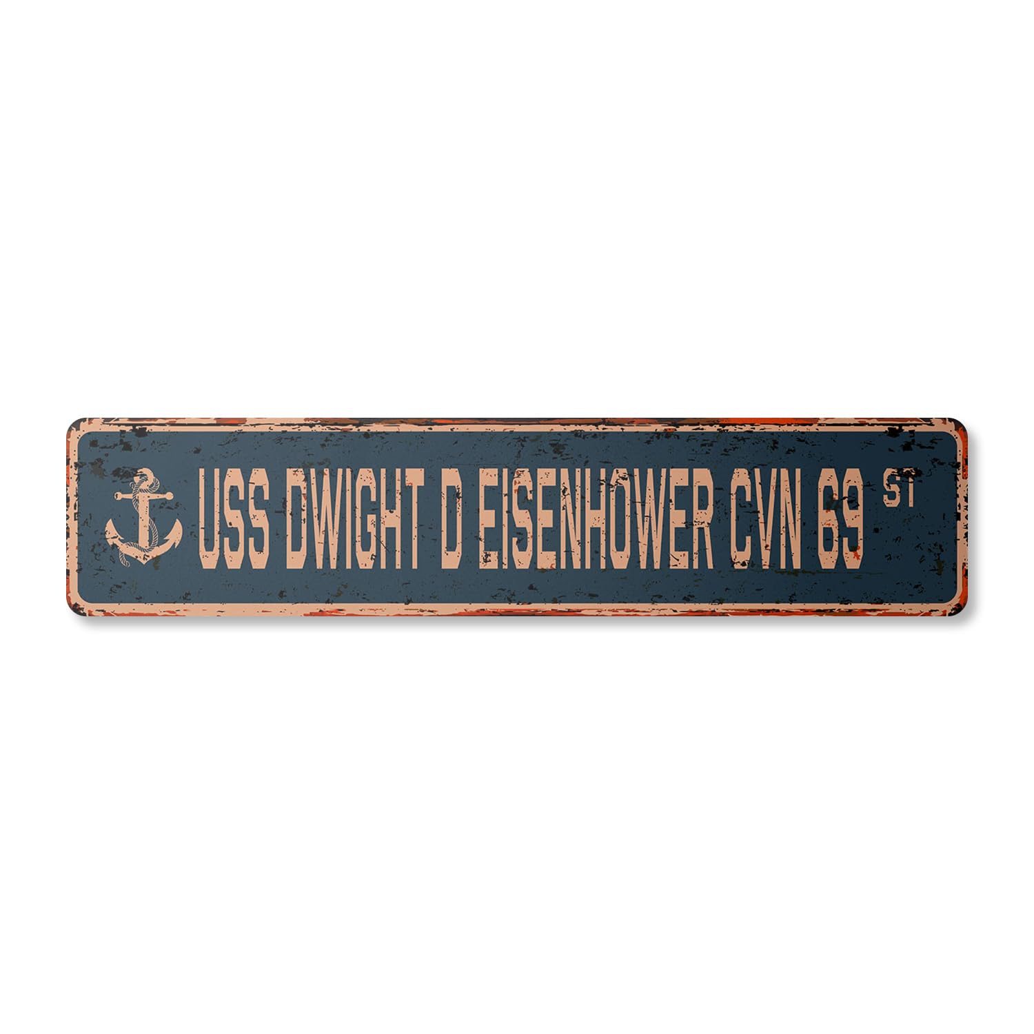 USS DWIGHT D EISENHOWER CVN 69 Vintage Plastic Street Sign us navy ship veteran sailor gift | Indoor/Outdoor | 24" Wide