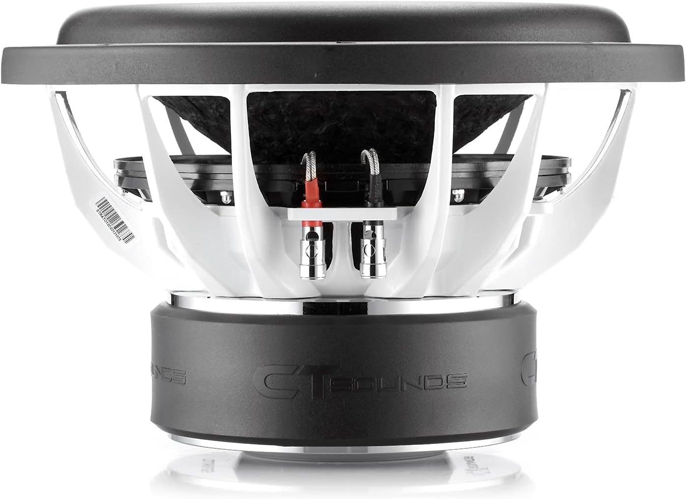 Close-up of CT Sounds STRATO-12-D2 subwoofer terminals
