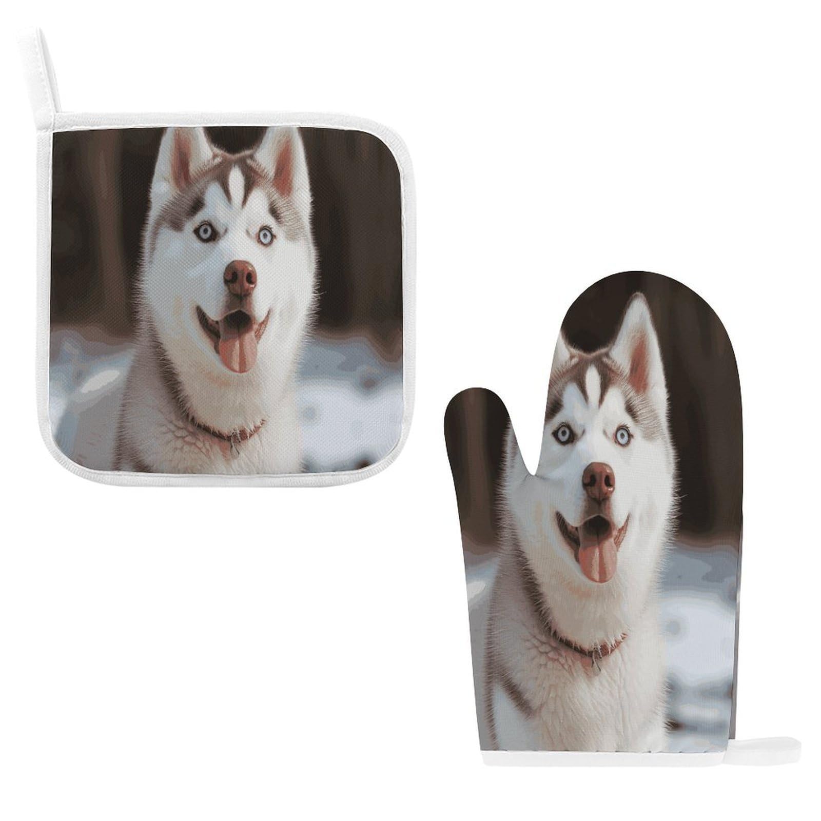 Btcowzrv Style Husky Piquant Dog Oven Mitts And Pot Holders 2Pcs Set