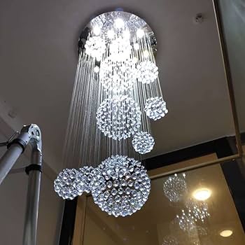 クリスタルボール シャンデリア Amazon.co.jp : モダンクリスタルボールシャンデリア階段