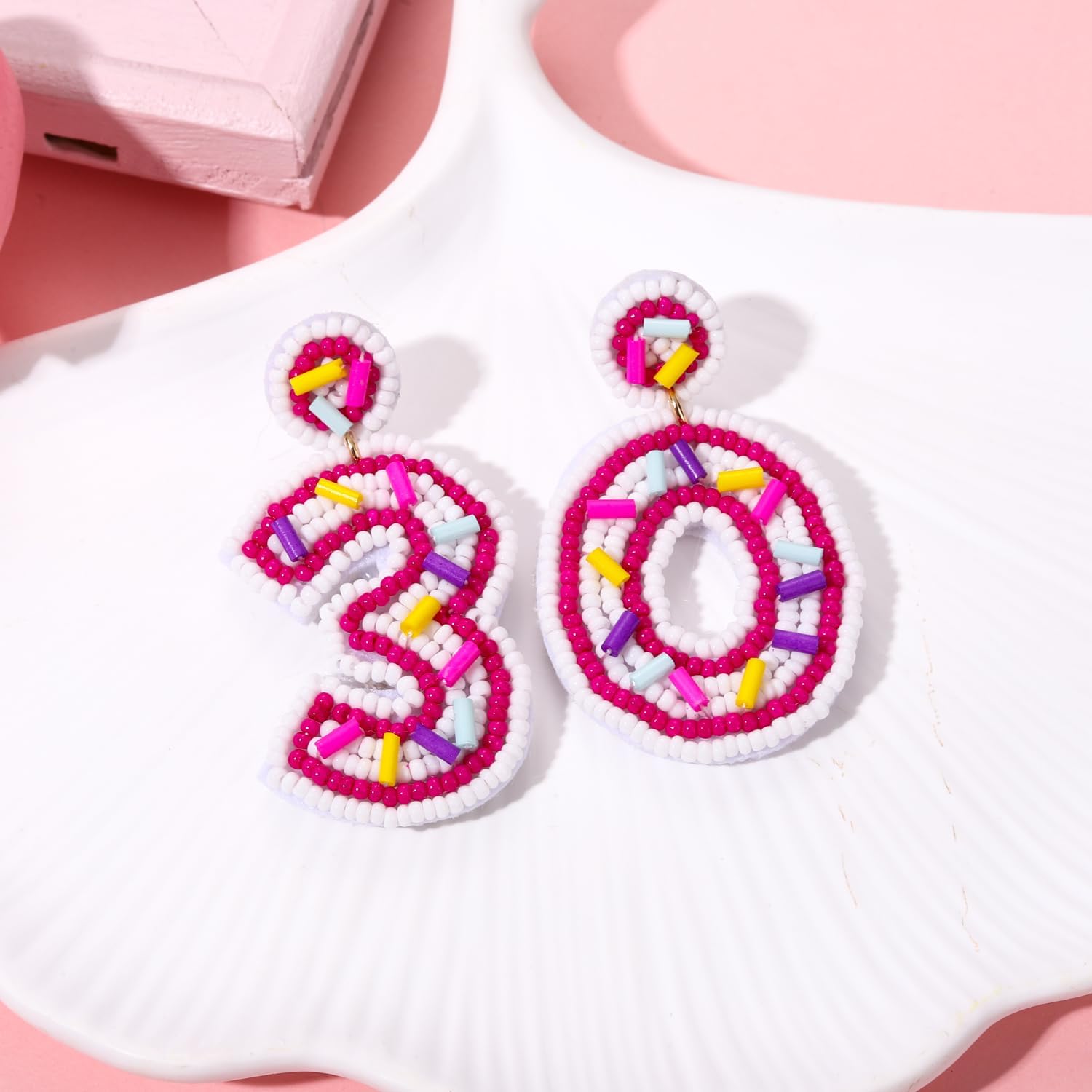 Beaded Birthday Earrings Cake Happy Birthday Earrings Handmade Drop Dangle Earrings Celebration Birthday Party Jewelry - Image 7