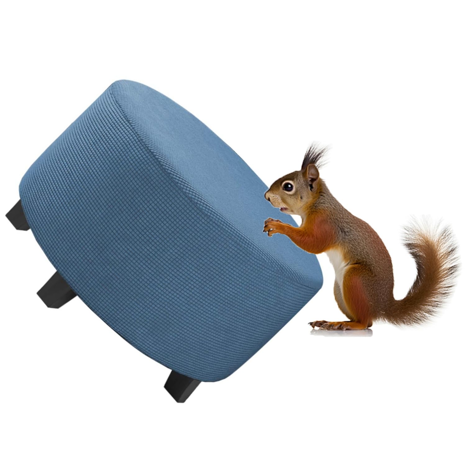 RTSFKFS Round Pouffe Cover, Stool Covers Round Stretch, Ottoman Slipcovers Removable & Washable, Furniture Protector for Dia 50-105cm Round Foot Stool(Dusty Blue,65cm)