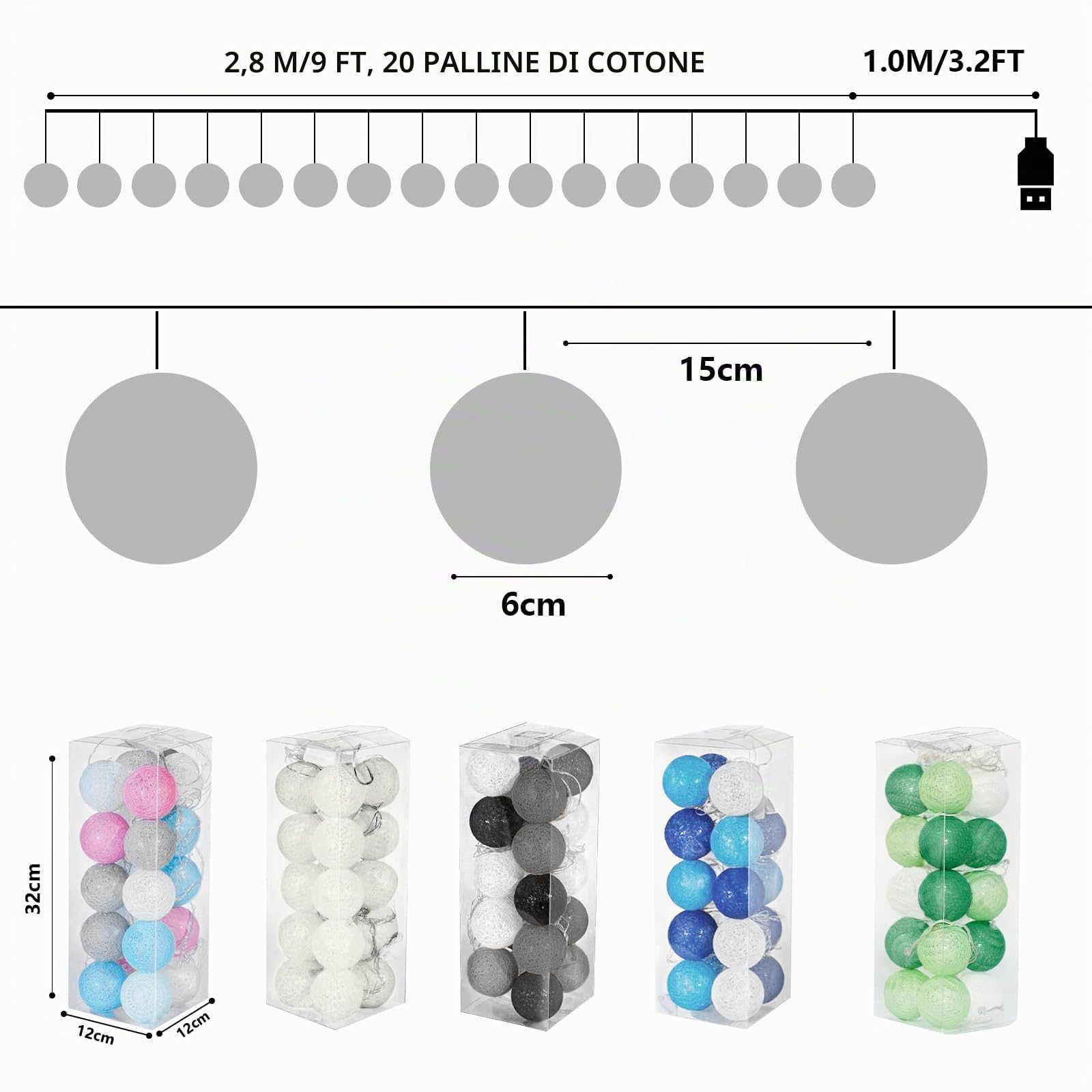 Ciskotu Ghirlanda Luminosa Cameretta - 20 LED Catena Luminosa Interno con USB, Telecomando e Timer, per Decorazione Della Luce Notturna Interna, Come Natale, Matrimonio, Festa, Stanza, Tenda (Bianco)