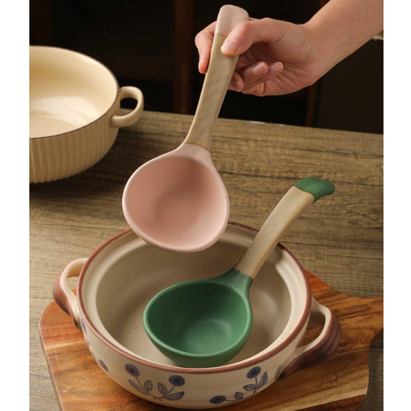 Set Di 4 Cucchiai Da Zuppa In Ceramica - Design Blu E Bianco - Per Ramen, Dessert E Antipasti - Lunghezza 15.4 Cm - Foto 9