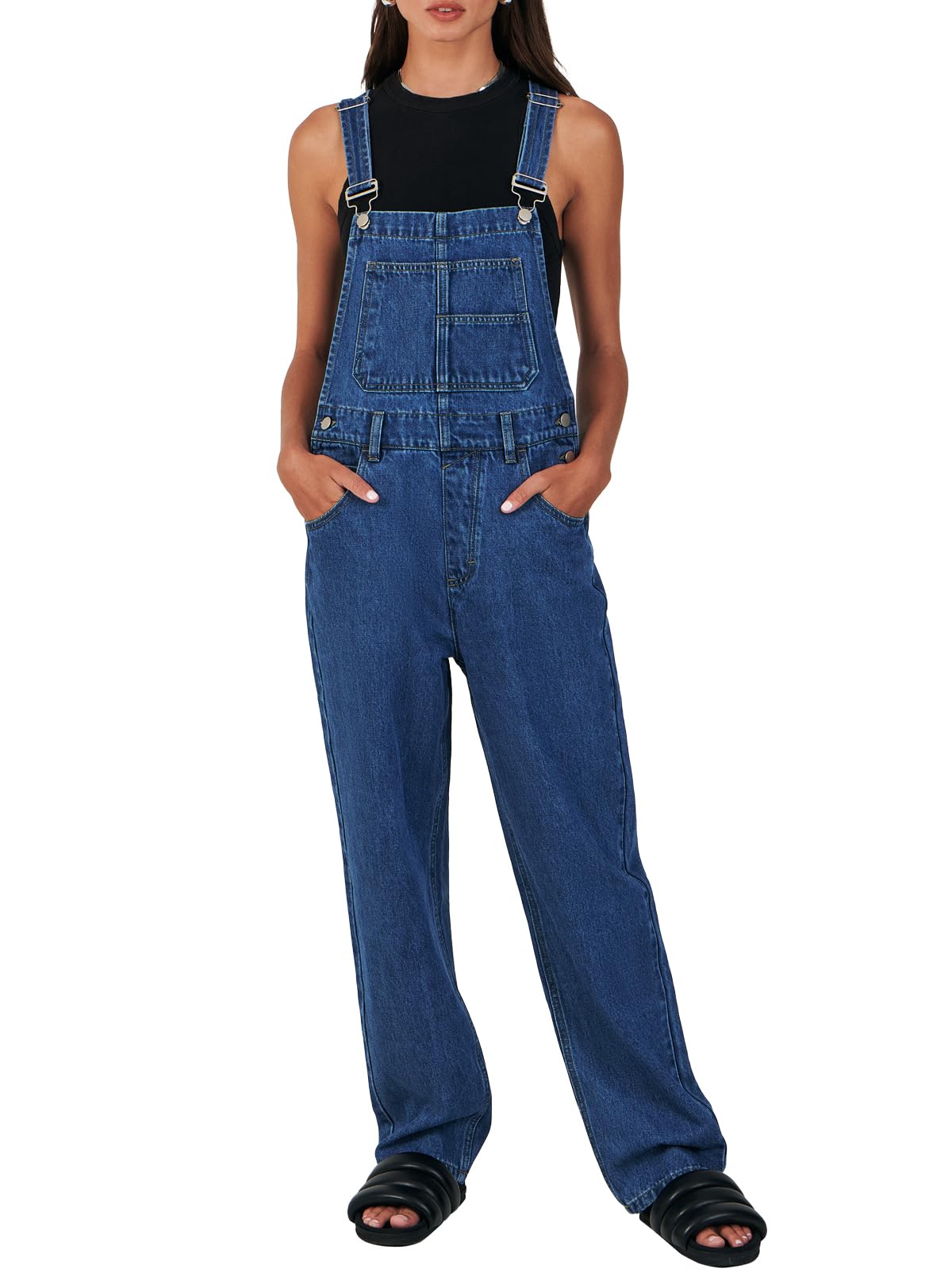ANRABESS Overalls for Women Loose Fit Denim Overalls Adjustable Strap Jean Jumpsuit Bib Romper Spring Casual Work Outfits