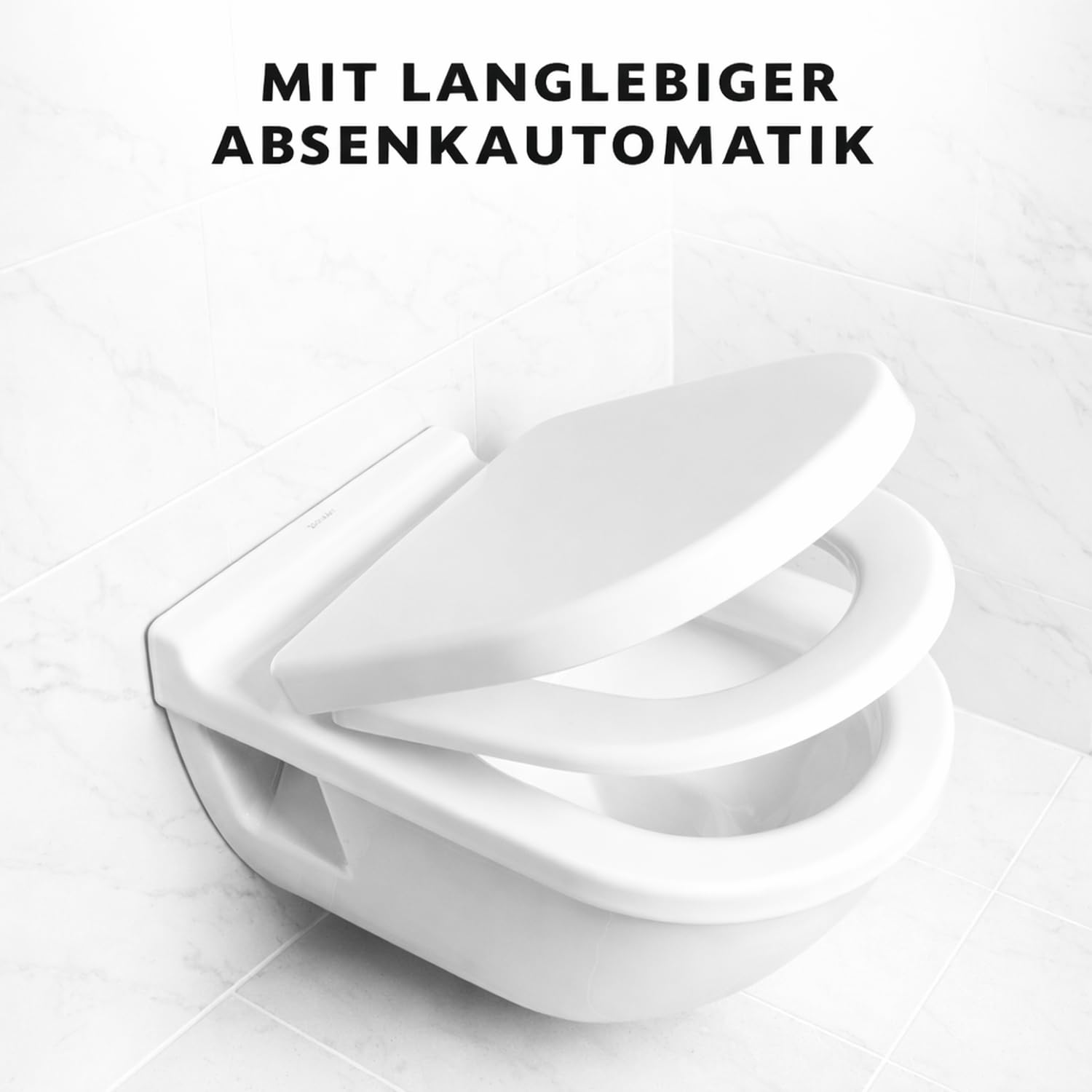 Bullseat WC Sitz passend für Duravit Starck 2, Starck 3 | Toilettendeckel mit Softclose Absenkautomatik | Abnehmbar mit Quick-Release | Antibakterieller Duroplast | Edelstahlbefestigung