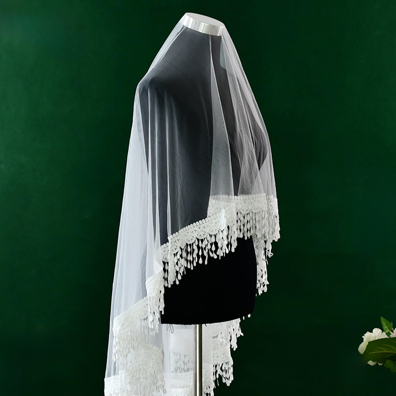 Elegante fiore abbellito veli da sposa delicati nappe tulle veli da sposa per cerimonie nuziali sofisticato copricapo da sposa