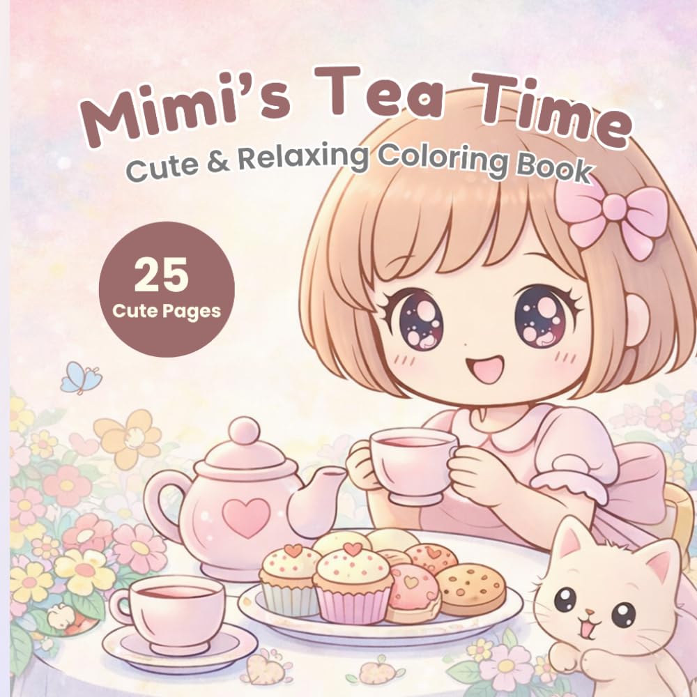 Mimi’s Tea Time: Cute & Relaxing Coloring Book: A Cozy Coloring Book with Tea, Sweet Treats, and Peaceful Moments for Relaxation (Mimi Coloring Series)