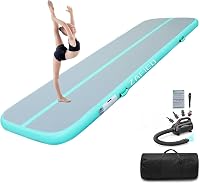 LUBAKED Felfújható Tornaszőnyeg   300*100*20 cm Tornagymnasztika Edzőpad Otthoni Fitness Jóga Matrac Pumpával - 300 x 100 x 20 cm, mint green 1