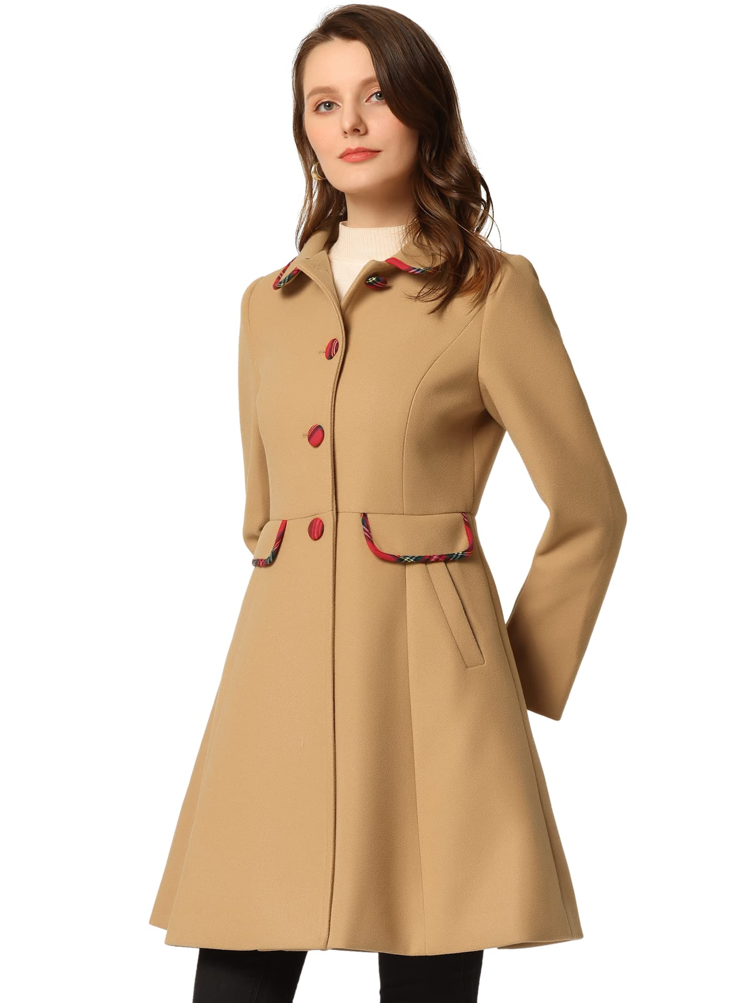 Manteau Caban Femme Allegra K - Mi-long En Polyester - Col Revers - Style Trench Coat élégant